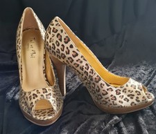 Peep Toes im Leo-Look , Highheels, Größe 38 Damenschuh, Neu elegant Pumps