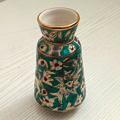 Keramikvase vase grün weiß - keramikvase,