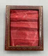 Antiker Kleiner Miniatur Bilderrahmen Bronze Emaille Rot Antik Alt Foto Rahmen