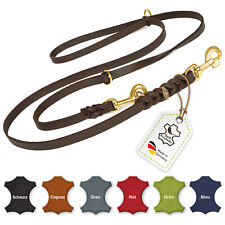 CopcoPet Fettlederleine Leder Hundeleine geflochten 3fach verstellbar Messing 