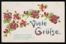 AK Viele Grüsse, rote Blüten