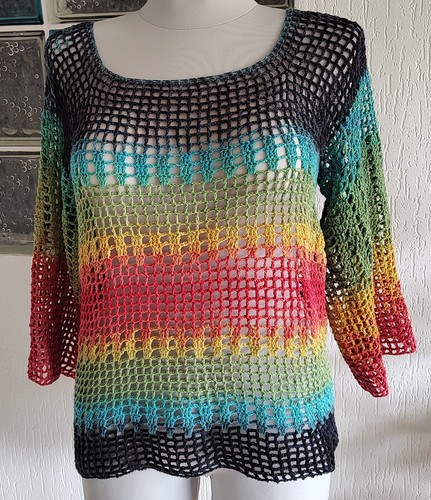 Gehäkelter netz pulli bunt - netz-pulli,