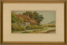 Oswald Mann  - 1913 Aquarell, Das Reetdachhaus