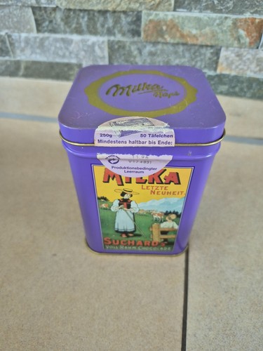 Leere blechdose milka - blechdose,