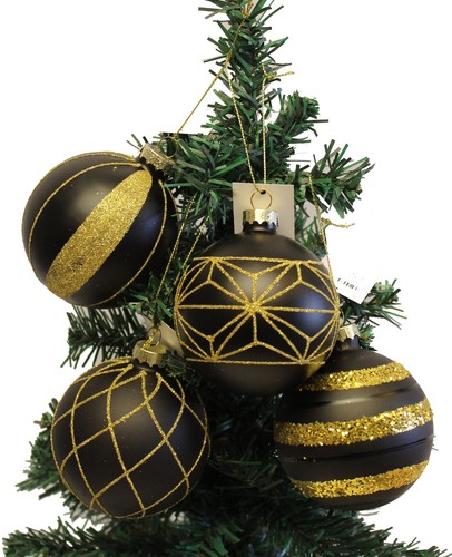 Christbaumkugeln schwarz - 12, x