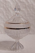 Vintage Bleikristall Bonboniere mit Deckel/Kristall geschliffen/mit Goldkanten