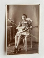 orig. Foto AK Mädchen Musik Musikinstrument Mandola 1938 Leipzig 