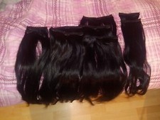 Clip in Echthaar Extensions Schwarz Verlocke 300g