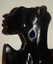 lange elegante XL OHRRINGE OhrHänger blaue Swarovski*Elemente*Silber *ca. 6,5 cm