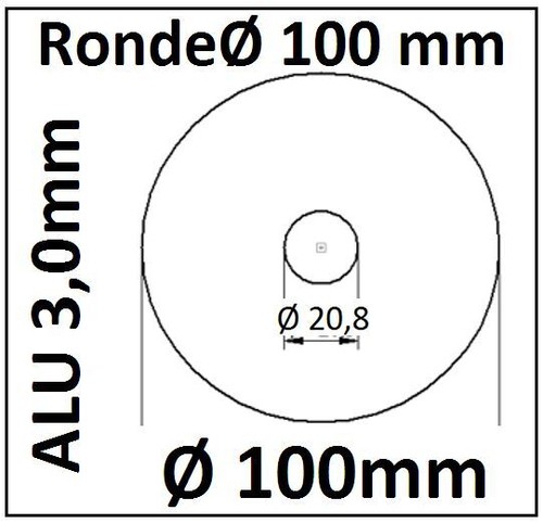 Alu ronde ø100x3mm 1loch 2033 - alu,