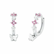 Prinzessin Lillifee Mädchen Schmetterling Creolen Ohrringe rosa Echt Silber 925