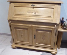 Eiche gewachst Sekretär mit Schnitzereien, im sehr guten Zustand