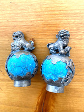 antik - china - kugel türkis? - löwe - 2 Stck