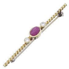 Brosche Rubin Brillanten 750er  Weiß- und Gelbgold