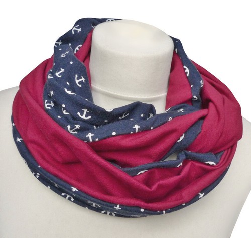 Schal loop anker blau bordeaux - schal,