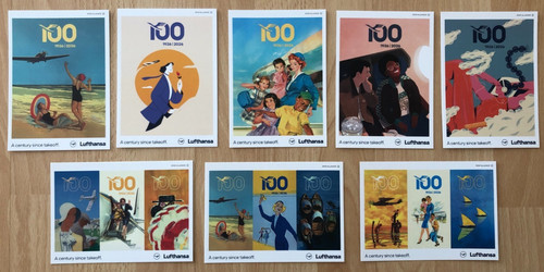 Set aus postkarten 100 jahre - aus, 8