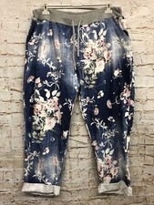 Damen große Hose Lagenlook 42 44 46 Freizeithose Übergrösse Neu Print Jeans