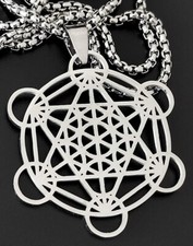 Metatrons Würfel Anhänger Edelstahl 316L Halskette Engel Mandala Biker KE176B