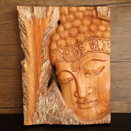 Buddha gesicht teak holz - buddha,