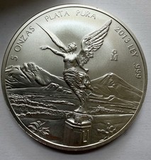 1x 5 oz Silbermünze Silver Libertad Siegesgöttin Mexiko / Jahrgang 2013