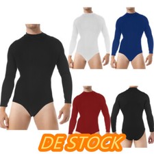 DE~Herren Langarm Body Einteilig Unterhemd Sexy Muskel Shirt Rollkragen Bodysuit