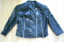 Jacke Lederjacke Bundjacke Gr. 38 40 M Schwarz Kunstleder waschbar 3/4 Arm Amisu