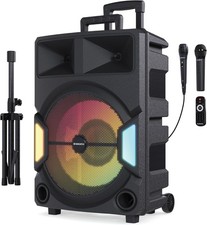Partybox Bluetooth Lautsprecher 150W Karaoke Box LED Licht 2 Mikrofone USB