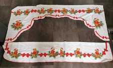 Gardinen Set Weihnachtsmotiv Teddybären 190cm Kinderzimmer Deko rot vintage ??