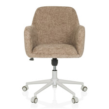 hjh LIVING Bürostuhl Drehstuhl Home Office beige Bouclé Stoff höhenverstellbar