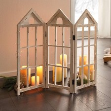 Holz Deko Paravent "Häuser"