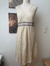 Kleid ärmellos creme mittellang Viskose Spitze Container  Größe M