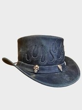 Leder Zylinderhut  Schwarz