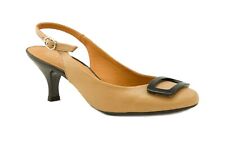 Hispanitas Slingbeck-Pumps  Leder  Beige/ Schwarz  Deko  Gr.40 NP 109,00
