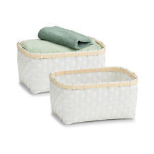 Aufbewahrungskorb geflochten 2er-Set Weiß Regalkorb HTI-Living