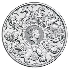 Großbritannien Silber 2 Oz., 5 Pounds 2021 Queens Beasts, COMPLETER Wappentiere