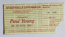 Paul Young 20.02.1984 Offenbach Stadthalle, Ticket Stub, Eintrittskarte, 1984