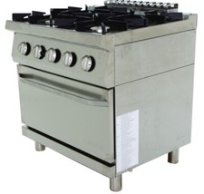 Bartscher Edelstahl Gasherd Gussroste mit GasBackofen GB21 mit 4 Flammen 2851251