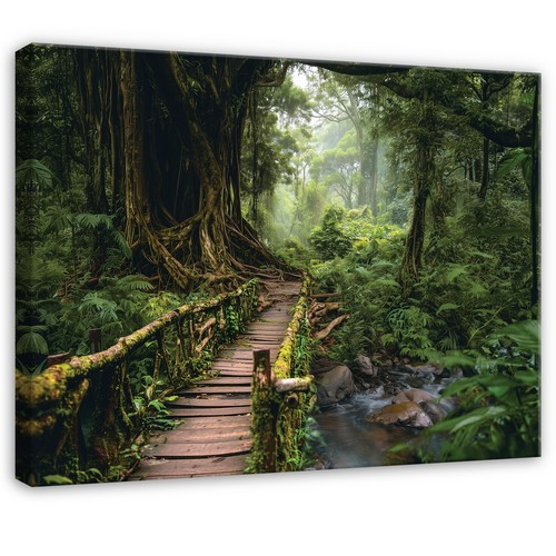 Leinwand wald brücke - brücke, bäume