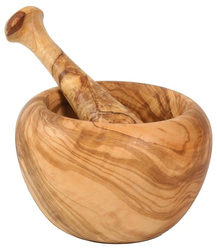 Mörser groß olivenholz - mörser,