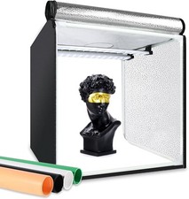 40x40x40cm Profi Foto-box Fotostudio 2x LED Beleuchtung, 4 Hintergründe, Ramen