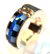 Indianerschmuck Silberschmuck Herren Ohrringe Herren CREOLEN 925 Silber OPAL