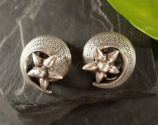 Zauberhafte Silber Ohrringe Ohrclips Stern Blüte Jugendstil Art Deco Depose 