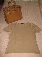 Rena Lange Kaschmier cashmere Pulli Pullover beige hellbraun Kurzarm Gr.S  34/36