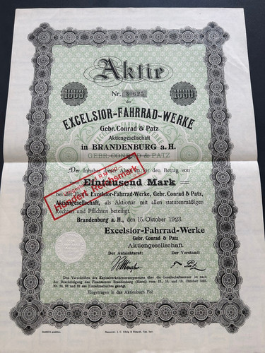 Aktie excelsior fahrrad werke - excelsior,