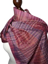 Raspberry Striped Silk Scarf