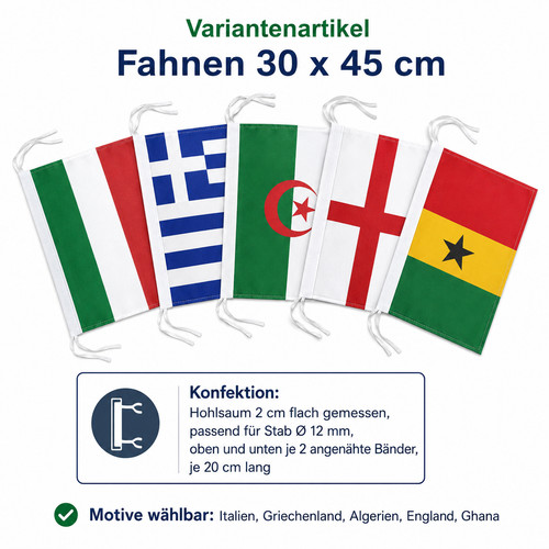 Fahne cm mit hohlsaum - 30, 45