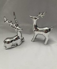 Advent ~ Weihnachtsdeko ⚜️SILBER ⚜️ 2 STÜCK ? HIRSCH ? h 14 + 12,5 cm ⚜️ NEU ￼