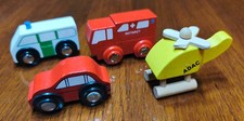 HOLZEISENBAHN Fahrzeuge Einsatzfahrzeuge, passt zu BRIO, IKEA u.a.