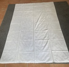 Omas Tischdecke weiß mit Blumendruck Retro Vintage 130 x 205 cm