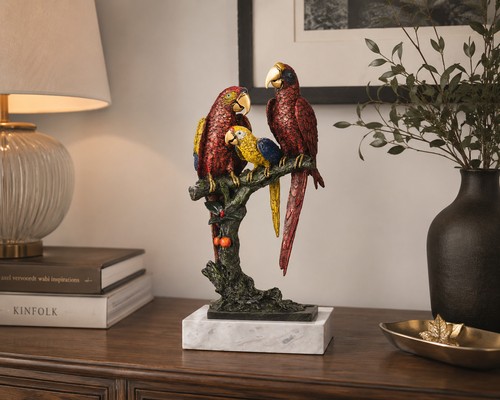 Bronze skulptur bunte papageie - bronze,